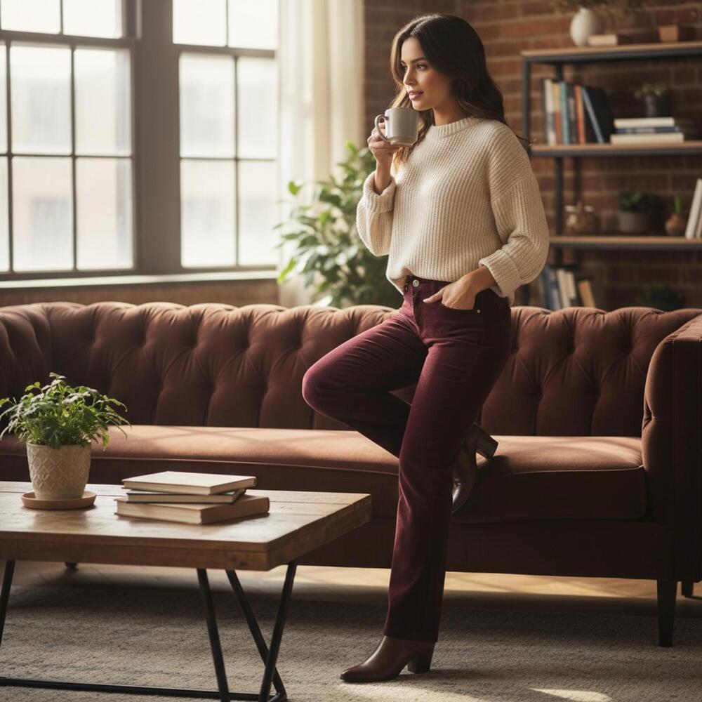 Vintage Lois Corduroy Pants Maroon/Burgundy - Women's Size 28